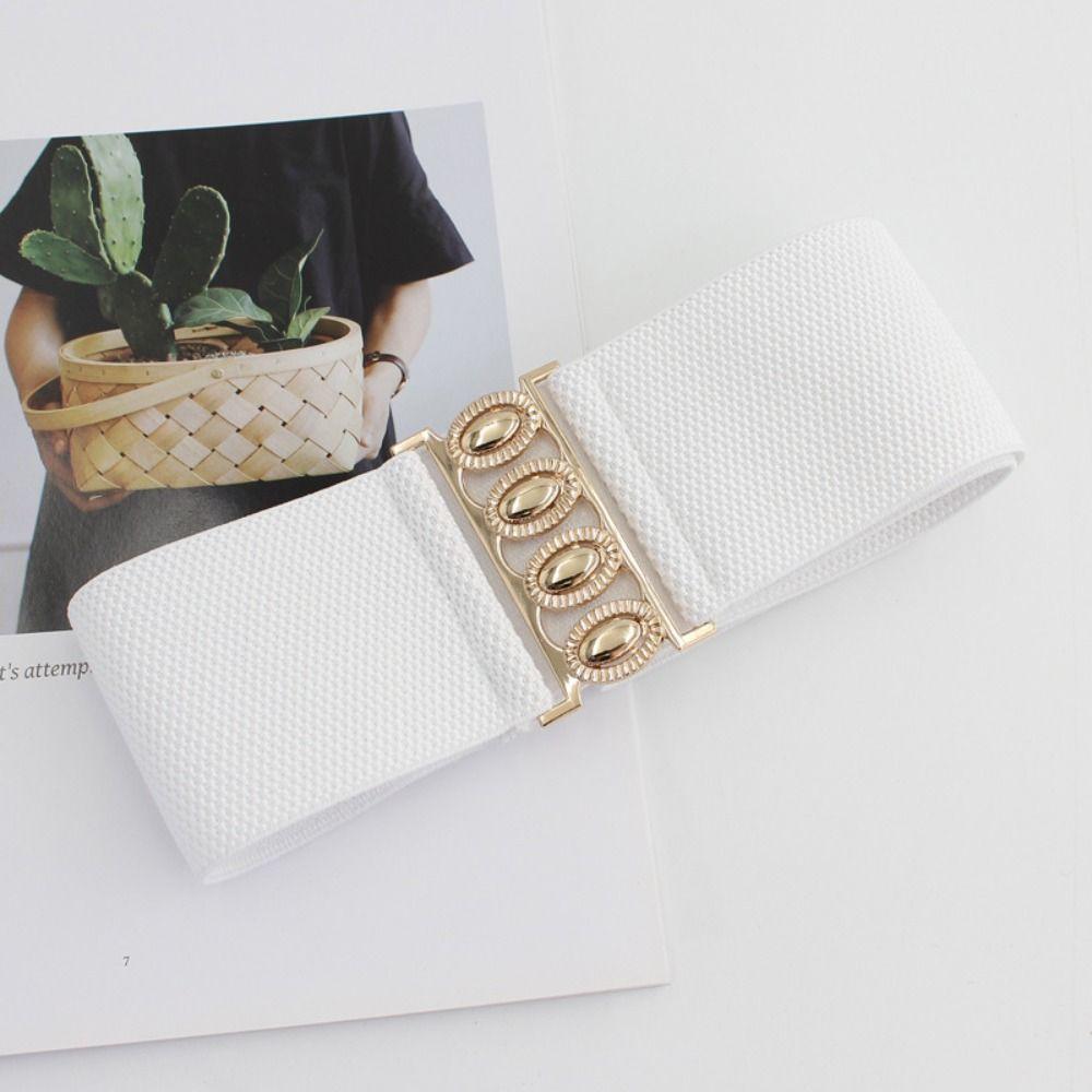 Metal Buckle Stretch Waistband Solid Color Waist Belts Exquisite Decoration Belt