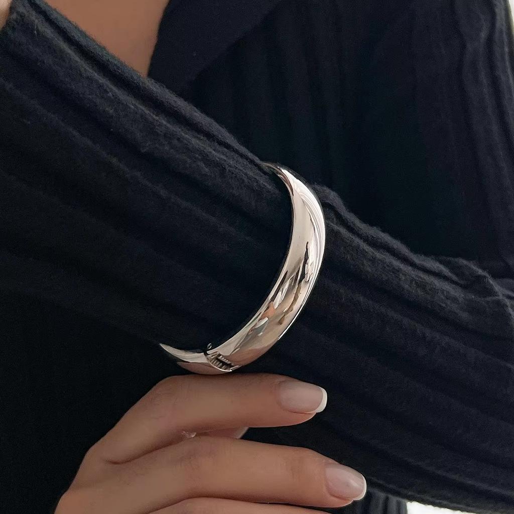 Salircon Hip Hop Exaggerated Wide Cuff Bangle Women Men Vintage Punk Irregular Glossy Gold Color Bracelet Bangles Party Jewelry
