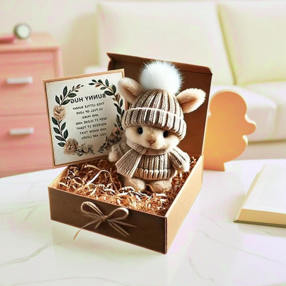 Маленький карманный пасхальный кролик обнимашка с воодушевляющей открыткой карманный медведь ручной работы мини I3I0