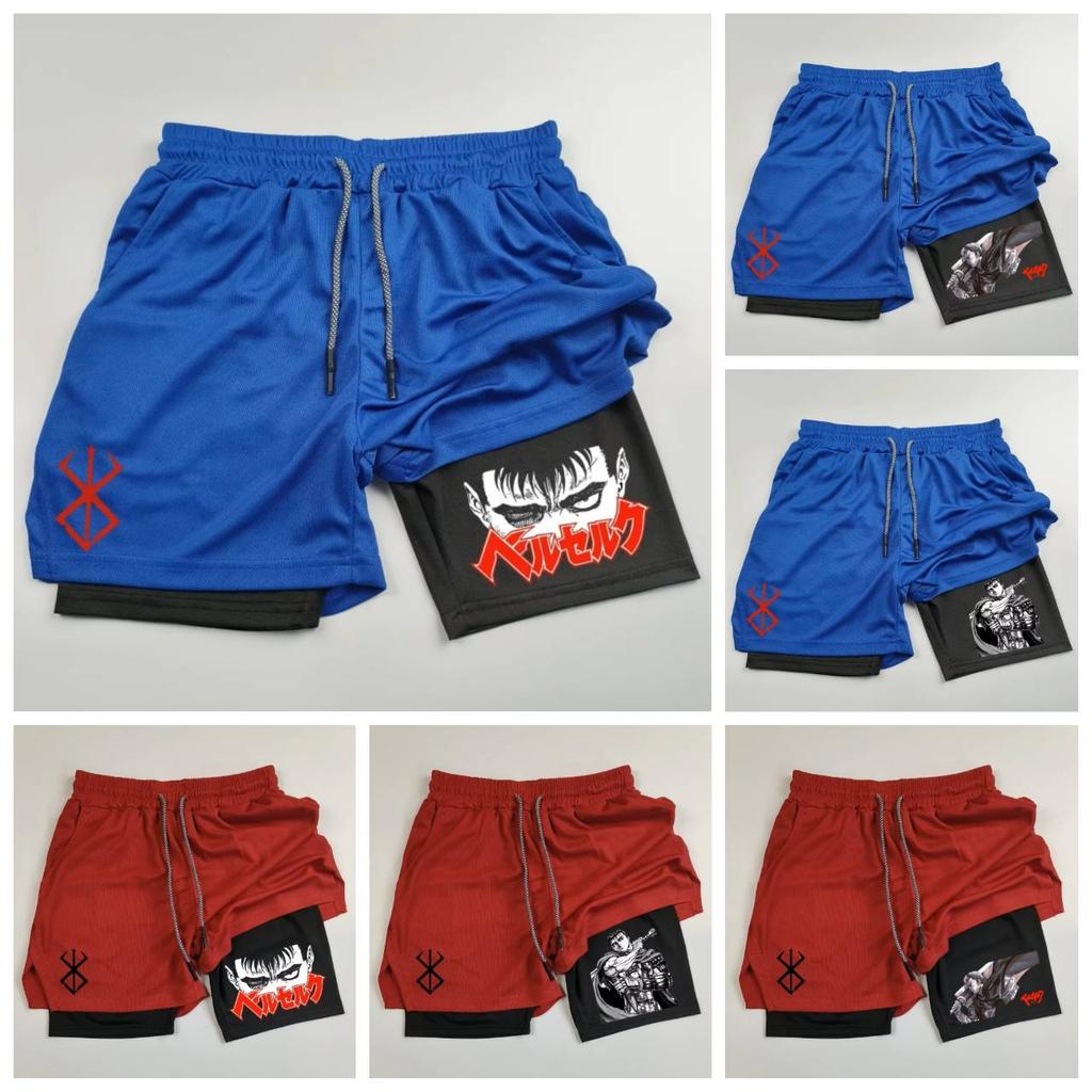 Berserk Muay Thai Kick Boxing UFC MMA Mixed Marcial Art Shorts Anime Men Women Unisex Double Layer Quick Dry Breathable Sport Gym Fitness Workout