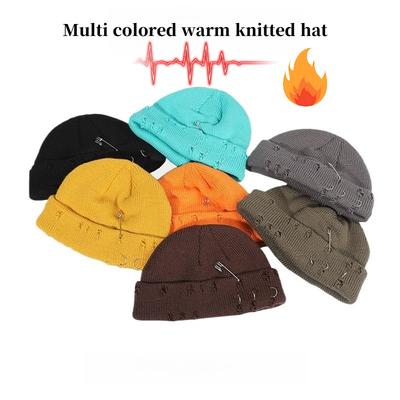 1 шт. Шапка бини с тремя кольцами и отверстиями, Унисекс, Модная, Хип-хоп, Мешковатая вязаная шапка-бини, Подходит для Хэллоуина, Рождества