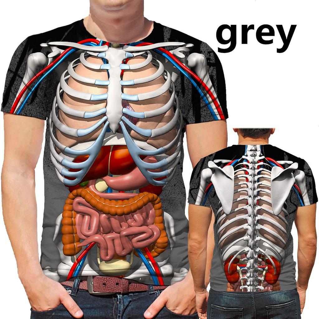 Funny Cosplay Male Skeleton Internal Organs 3D Printed T-Shirt Fashion Short-Sleeved Gothic Skull Men T Shirt