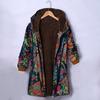 Женская зимняя теплая верхняя одежда с цветочным принтом и карманами с капюшоном Винтажное пальто большого размера