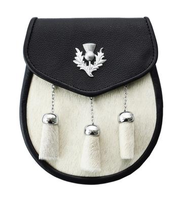 Кожаный спорран из телячьей кожи с традиционной шотландской эмблемой чертополоха, кошелек-кошелек для килтов