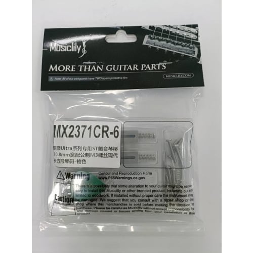 Musiclily Ultra 10.8mm Brass Bridge Saddles for Strat/Telecaster Electric Guitars, Chrome (Set of 6)