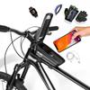 WILD MAN 1L Waterproof Bike Frame Bag with Touchscreen Front Tube, Ideal for Mountain Road Bikes and MTB Cycling (E12, Black)