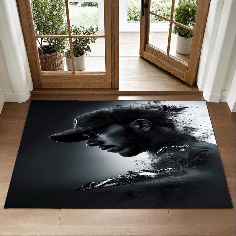 Lewis Hamilton Design Crystal Velvet Rug Soft Decorative Mat for Bedroom Entrance