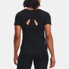 Under Armour Mesh Panel Quick-Dry Training Sports Round Neck Slim Fit Straight Hem Short Sleeve T-Shirt Women Tops Black 1365730-001