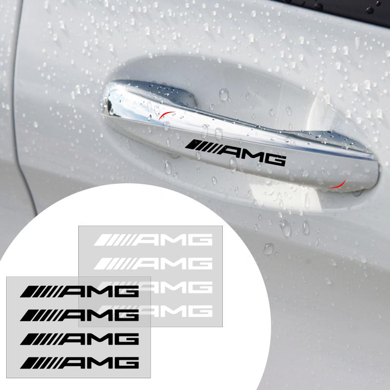 OLV5 4PCS Car Styling Door Handle Reflective Stickers Vinyl Decoration For Mercedes Benz GLE63 CLS63 GLC63 W204 W205 C63 W212 W213
