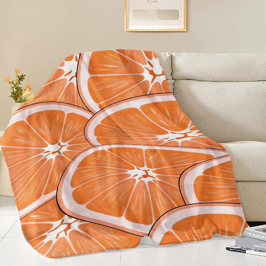 Fruits Oranges Lemons Grapefruits  Printed Blanket Soft Fleece Warm Flannel Life Throw Blankets for Sofa Bedding Quilt