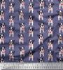 Soimoi Japan Crepe Satin Fabric Bow & Boston Terrier Dog Print Fabric by the Metre 42 Inch
