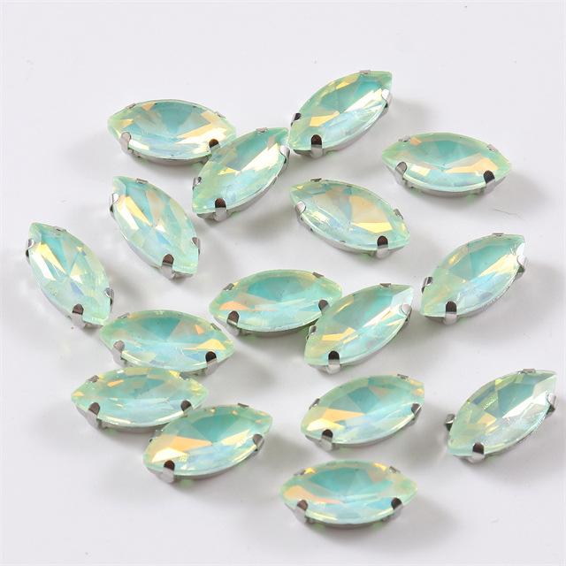 100 шт. стеклянных опаловых дрелей для шитья, конский глаз, ручная дрель с отверстием, мокко, стразы, одинарный коготь, аксессуары для украшений своими руками, стразы, пришивные бусины