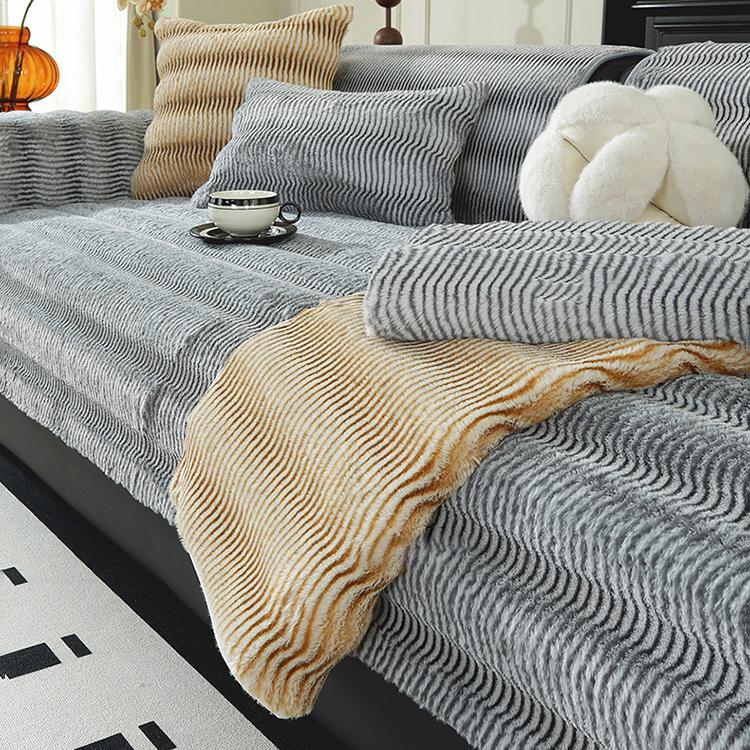 Autumn And Winter Rabbit Velvet Sofa Cushion Thickened Warm Non-slip Plush Soft Non-linting Sofa Towel