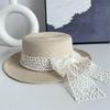 Летняя шляпа с широкими полями и бантом из рафии, ручной работы, для пляжа на море, защита от солнца для лица, соломенная шляпа