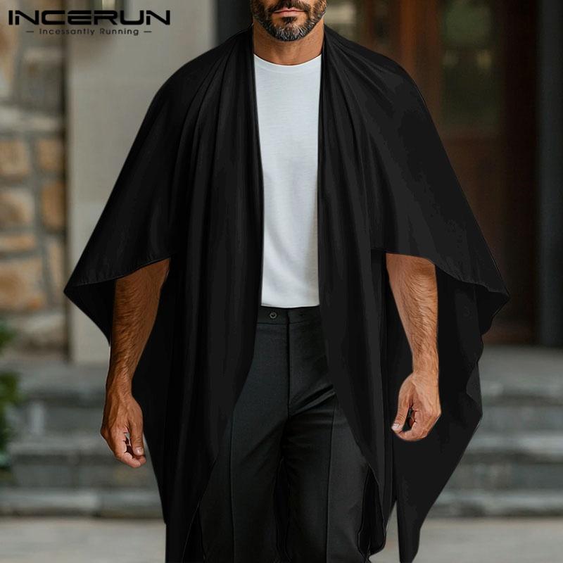 INCERUN Мужские топы-кардиганы с рукавами «летучая мышь» и открытым передом, нерегулярные оборки