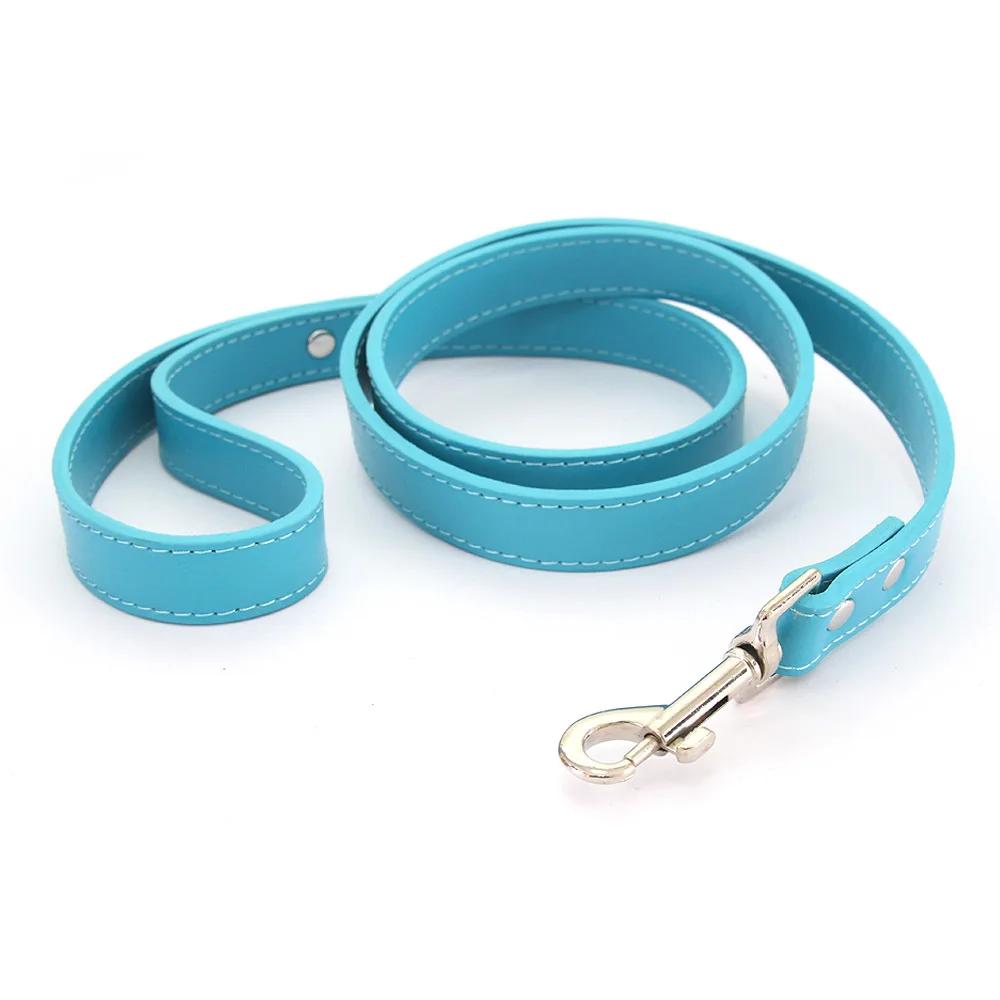 16 Colors Dog Leash Soild Color Leather Pet Walking Training Leads For Small Medium Large Dogs Cat In Collar And Harness 120cm