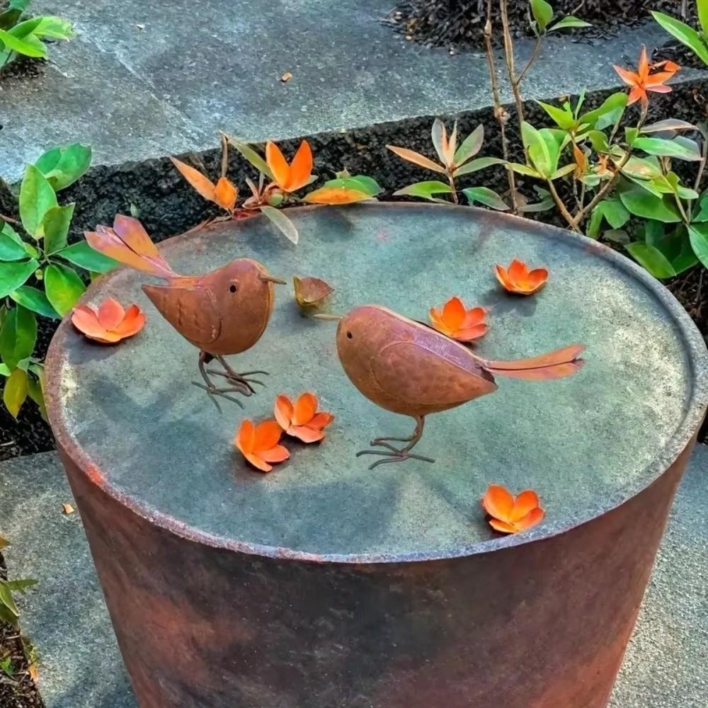 Rusty Metal Bird Sculptures Funny Garden Bird Decoration Iron Art Bird Ornaments Home Decoration