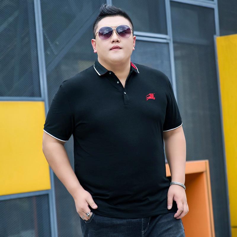 Tide Fat Men's Summer Fat Plus Size Short-sleeved Polo Shirt Business Casual Half-sleeved Body Shirt Middle-aged Bottoming Shirt