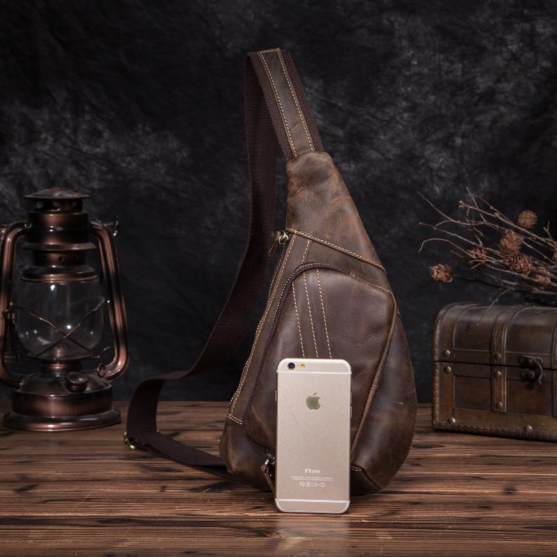 Качественная мужская оригинальная кожаная модная сумка на груди, дизайнерская мужская сумка через плечо на слинге, сумка на одно плечо, рюкзак, рюкзак