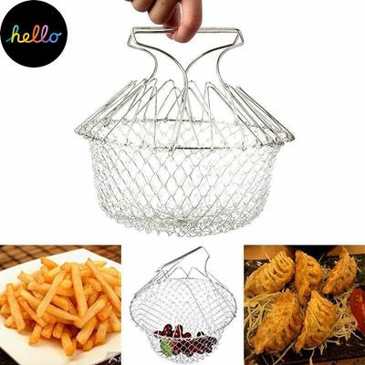 Складная корзина для ополаскивания паром Штамм Fry Chef Корзина Сетчатый фильтр Инструмент для приготовления пищи