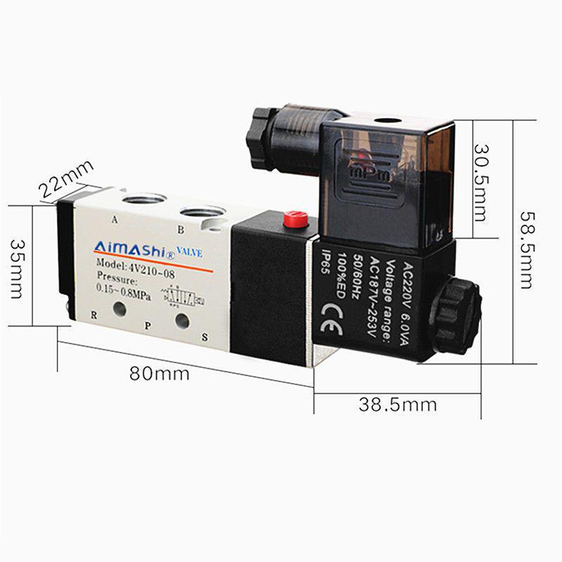 24V/12V Solenoid Valve: 220V4V210-08 Dual-Position Pneumatic Reversing Control Valve