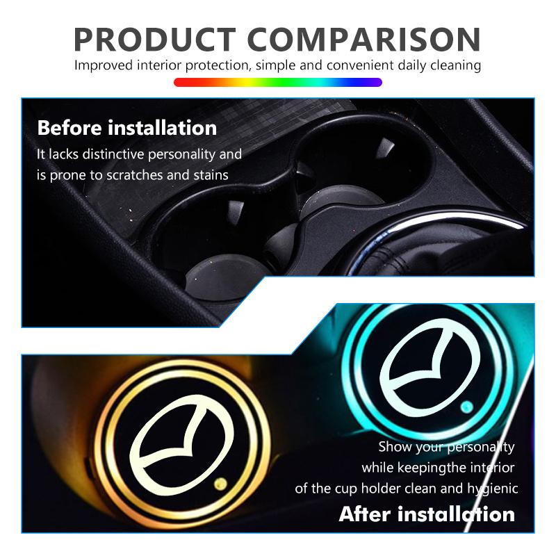 Для Mazda Красочная Подставка под Стакан в Автомобиль Светодиодная Светящаяся Подставка под Стакан с Водой 3 6 CX5 2 CX3 CX9 MX5 RX8 Axela Demio Atenza MS