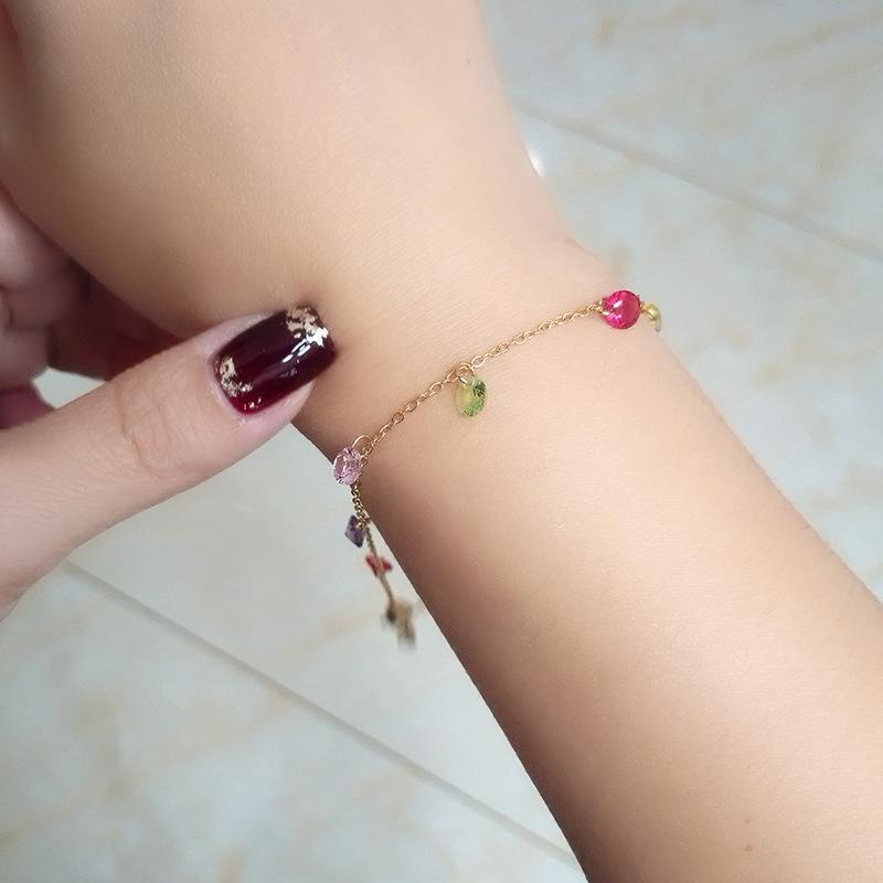 Браслет из титана и титановой стали с кристаллами цвета капли воды