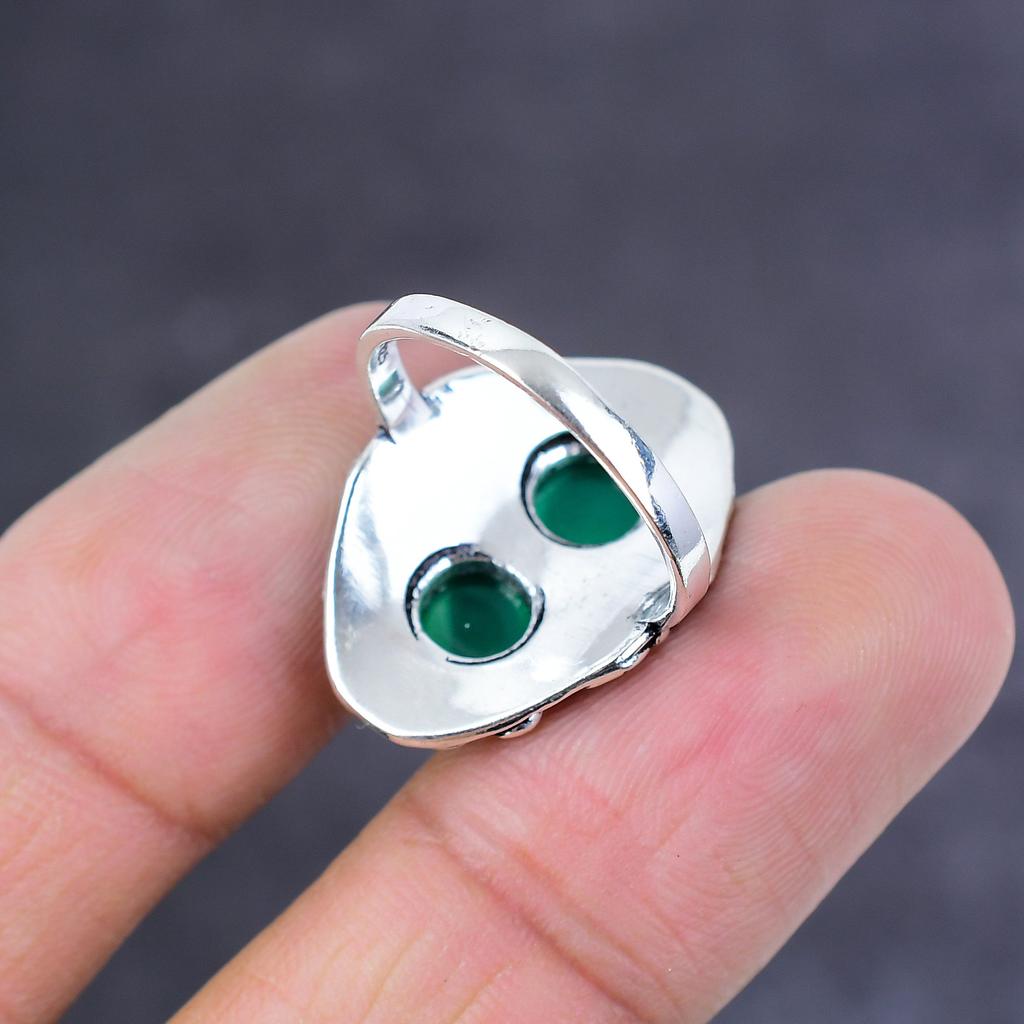 Green Onyx Handmade 925 Sterling Silver Jewelry Ring Size 9 Gift For Her C3t98