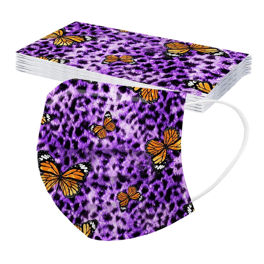 10PCS Adult Leopard Print Plus Butterfly Three-Layer Disposable Protective Mask