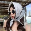 Xiaoxiangfeng new black and white floral lace bag head triangle scarf women's summer thin scarf short small versatile