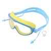 Kids Swimming Goggles Large Frame Waterproof Non Fog HD Swim Supplies with Nose Clip Yellow Blue