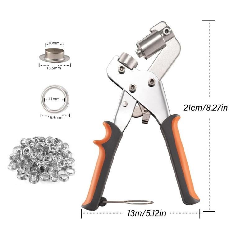 Grommet Tool Kit Eyelet Plier,Handheld Puncher Set with 120pcs 3/8inch (10mm) Grommets, Manual Eyelet Kit