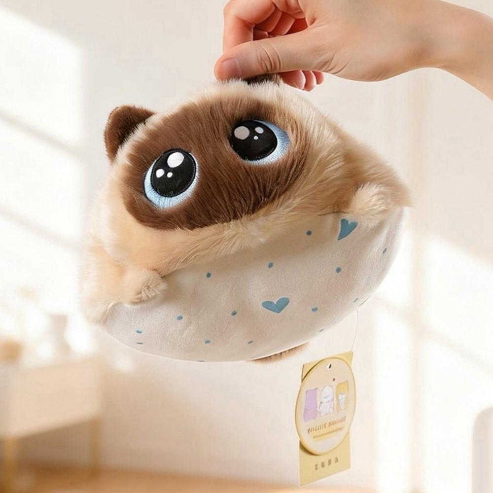 Round Black Cat Plush Toys Cartoon Cat Stuffed Animal New Cat Pillow Gifts
