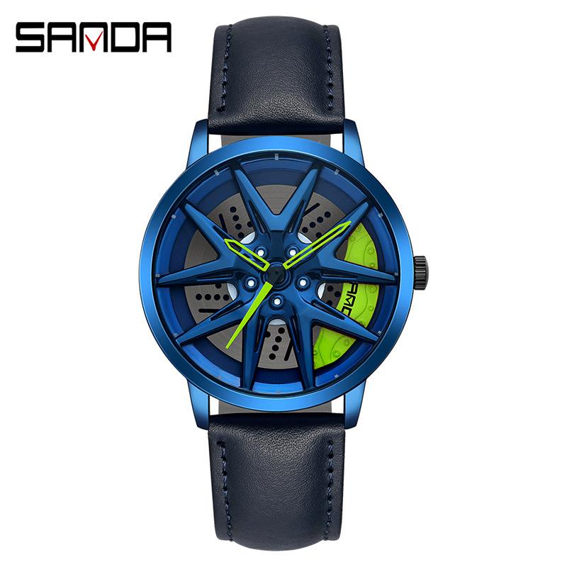 SANDA Новые автомобильные кварцевые часы для мальчиков, крутые мужские повседневные мужские электронные кварцевые часы с ремнем