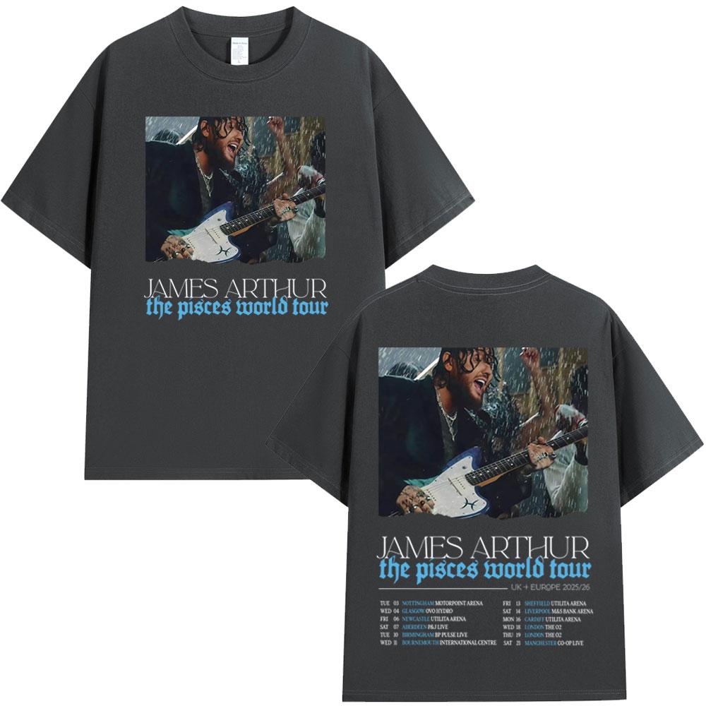 2026 Summer James Arthur Pisces World Tour Pattern Tshirt Summer Mens Hip Hop Retro Cotton Loose Casual Street Y2K Tshirt