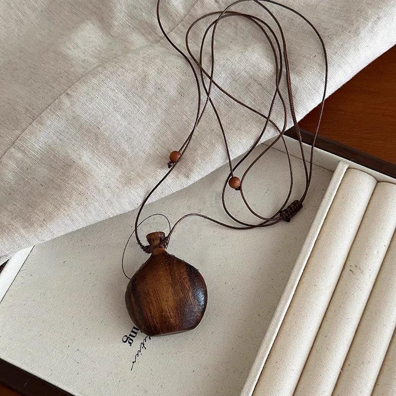 1 шт. Кулон-фляга для вечеринок Деревянное Модное Длинное Ожерелье Повседневные Украшения для Женщин Элегантное Регулируемое Винтажное Этническое