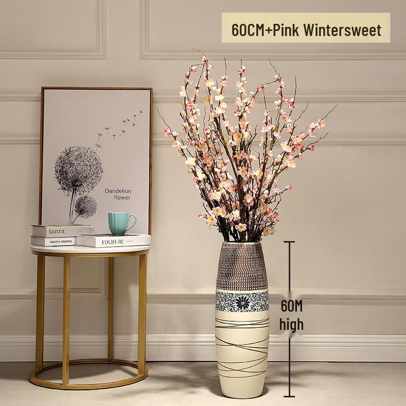 Большая европейско-китайская керамическая напольная ваза для дома и гостиной, цветочный декор