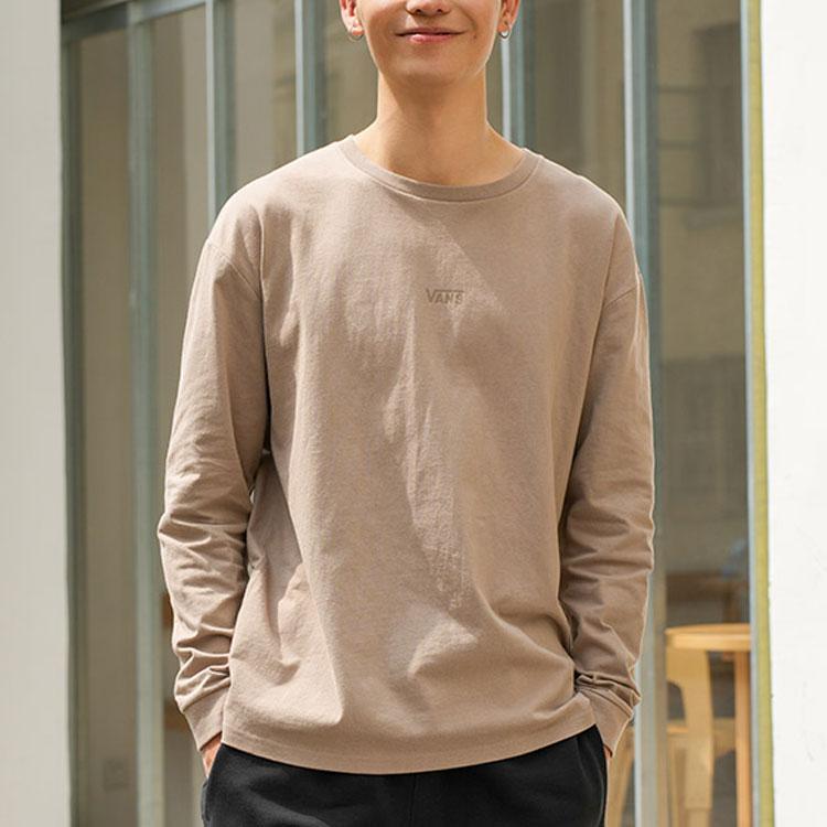 Vans Футболка унисекс из плотного твила с круглым вырезом и длинными рукавами, светло-коричневая VN000FQRYEH