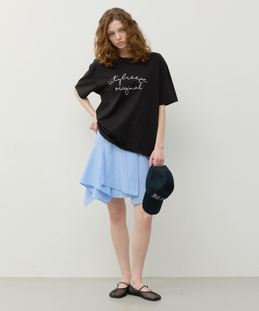 City Breeze Asymmetrical Drape Skirt_Stripe