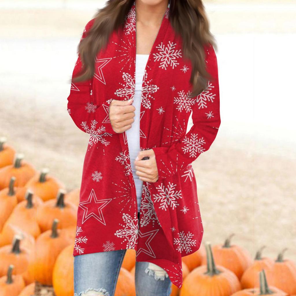 Женский осенний кардиган, женский кардиган с длинным рукавом и принтом спереди, легкая модная повседневная куртка