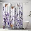 1pc Butterfly Lavender Shower Curtain - Waterproof, Durable, Includes 12 Hooks, Decorative Bathtub Partition