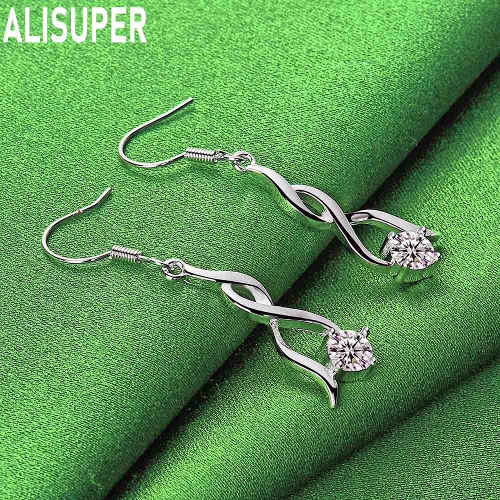 Серьги из стерлингового серебра 925 пробы с кручением и кубическим цирконием AAA - Стильные вечерние украшения