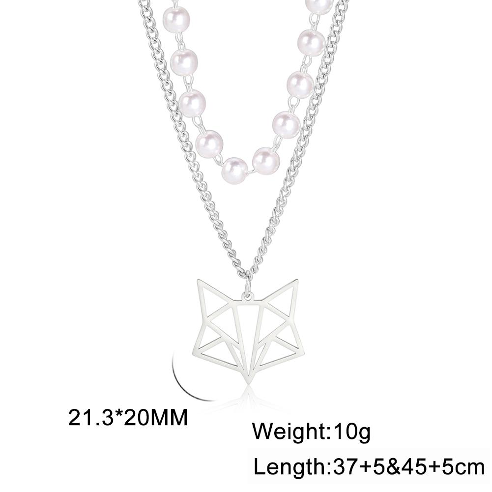 Cazador Hollow Fox Pendant Necklaces for Women Cute Animal Neck Chains Stainless Steel Jewelry Birthday Gifts Wholesale