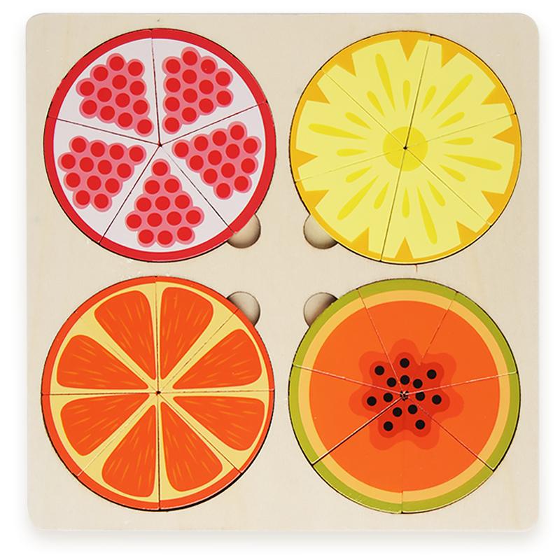 Fruit Fraction Board Math Teaching Tool Round Shape Instrument Kids Montessori Early Educational Math Development Toy Gifts