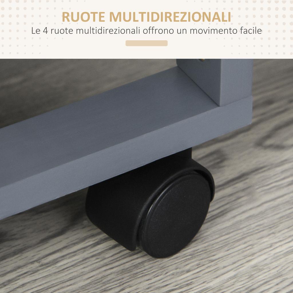 Kitchen Trolley in Dark Grey with 1 Drawer and 4 Metal Baskets