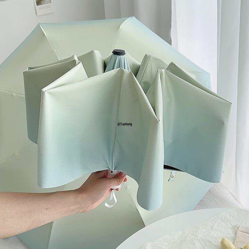 Women's Sea Salt Blue Gradient Automatic Sun & Rain Umbrella with Anti-UV Protection