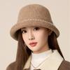 Pearl Wool Top Hat Women's Dome Hat Autumn Winter Warm Bucket Hat