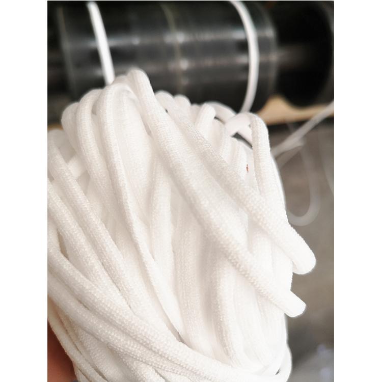 Earloop Round Flat White Thread 3mm 4mm 5mm Band High Strength Spandex Nylon Elastic String Cords for Mask Earloop
