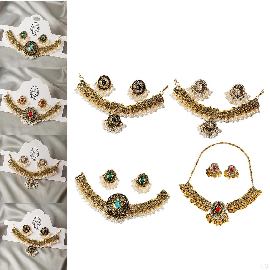 Necklace Earring Set Trendy Statement Pendant Jewelry for Brides Girls