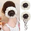Кружевные резинки для волос, держатели для хвостика, артефакт для волос, накладные пряди, пучок с цветком, парик для головы, женские